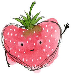 Winkende Erdbeere | Animierte Illustrationi