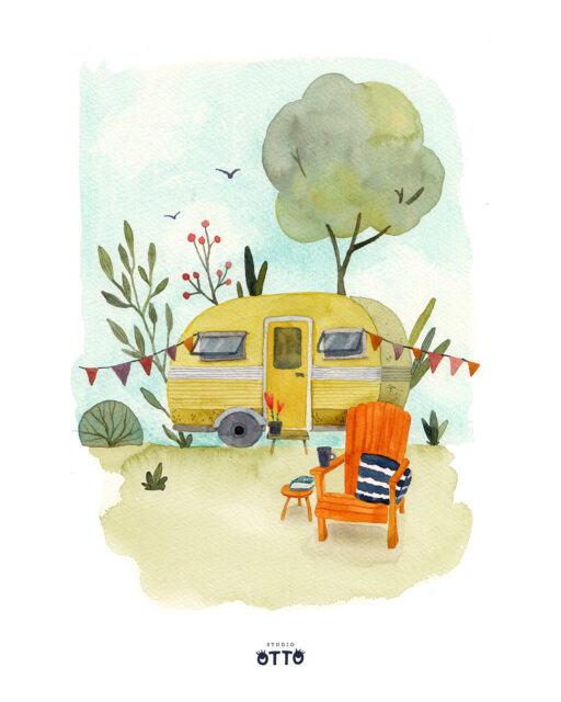 Dieser kleine Camper ist im Zuge meiner letzten Auftragsarbeiten für einen Postkartenverlag entstanden. Camper mag ich ja hauptsächlich aus optischen Gründen. Ich selbst bin eher so der Ferienhaus-Typ. Oder noch viel lieber Segelboot, das ist platzmäßig auch irgendwie Campen auf dem Wasser, nur mit schönerer Aussicht. Aber wo immer ihr Urlaub macht, ob zuhause oder unterwegs; euch eine schöne Zeit!
.
This little camper was created as part of my latest commission for a postcard publisher. I like campers mainly for aesthetic reasons. Personally, I'm more of a holiday home kind of person. Or even better, a sailing boat, which is kind of like camping on the water, only with a nicer view. But wherever you spend your holidays, whether at home or away, have a wonderful time!
.
.
.
#aquarellillustration #watercolorartwork #campingvibes #vanlifemood #slowtravel
#cozyillustration #tinyhousevibes #outdoorliving #camperlife #illustrationoftheday #watercolorlove #glampingstyle #creativeillustration #bohovibes #natureinspiredart #artistsoninstagram #wanderlustillustration 
#slowmorningvibes #handmadewithlove #illustrationartists #vanlife #campervan #campingplatz #outdooractive