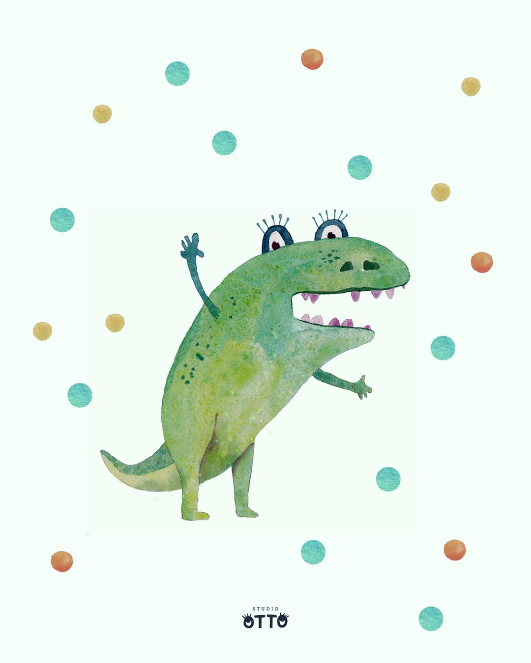 Kleines Krokodil für ein Set neuer Kinderzimmerposter. Oder Geburtstagseinladungen - mal schauen... Ich hoffe, ihr habt auch alle Bälle in der Luft oder lasst sie jetzt für's Wochenende einfach mal fallen. 
.
.
.
A little crocodile for a set of new children's room posters. Or birthday invitations – we'll see... I hope you're all keeping all your balls in the air, or just letting them drop for the weekend.
.
#watercolor_art #illustratedanimals #watercolor #illustration #drawing #forthosewholovetopaint #winsorandnewtonwatercolors #watercolorillustration #childrensillustration #childrensillustratorart #krokodil #studiootto