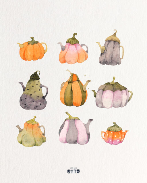 Vielleicht sind Kürbisse einfach die besseren Kannen?
Wochenaufgabe „Kürbisse 🎃“ für @royaltalenskreativstudio 

Perhaps pumpkins are simply the superior teapots?
Weekly task ‘Pumpkins 🎃’ for @royaltalenskreativstudio 
.
.
.
#AutumnWithRoyalTalens #watercolor_art #watercolor #illustration #forthosewholovetopaint #watercolorillustration #botanicalillustration #cosyillustration  #RoyalTalens #HerbstChallenge #KreativHerbst #tealover