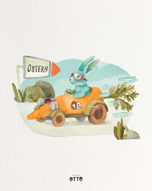 So, der Hase hat abgeliefert, Ostern kann kommen! 
Dieses Motiv ist vor zwei Jahren als Ostergrußkarte für @tauruscards entstanden. Vielleicht mach ich für das Folgemotiv mal einen Hasen in einer Möhrenrakete? Oder doch lieber auf dem Rad... bei den aktuellen Spritpreisen. Ich wünsch euch frohe Ostern! Für mich gehts demnächst auf einen Kurztrip nach Istanbul, eine Stadt, die ich schon so lange mal besuchen wollte. Ich bin jedenfalls sehr gespannt. 
.
Right then, the bunny has done the job – bring on Easter! 
I created this design two years ago as an Easter greeting card for @tauruscards. Maybe for the next design I’ll make a bunny in a carrot rocket? Or perhaps on a bike… given the current petrol prices. I wish you all a happy Easter! I’m off on a short trip to Istanbul soon, a city I’ve wanted to visit for ages. I’m really looking forward to it, anyway. 
.
.
.
#illustratedanimals #watercolor #illustration #drawing #watercolorillustration #easterbunny #osterhase #easterraces